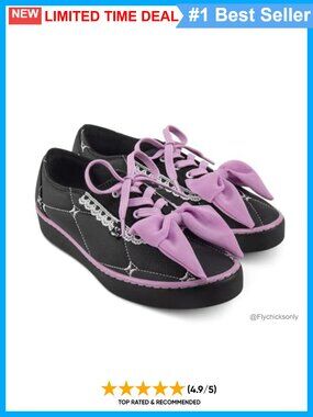 Faux Leather & Lace Canvas Sneakers with Bows Lace-Up Casual